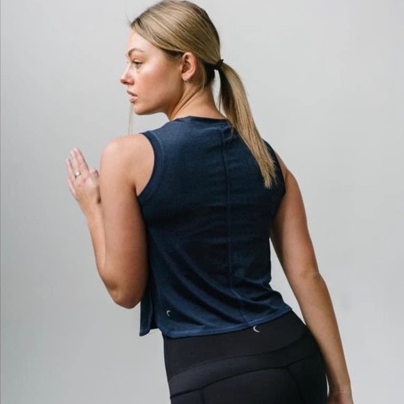 NWT ZYIA Activewear Heathered Navy Fierce Muscle Tank Size Small - Picture 3 of 8